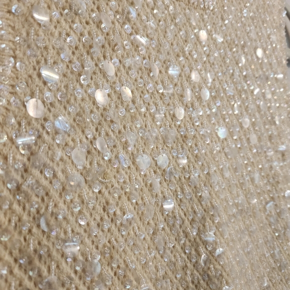 Vintage 60s CYN LES Hand Beaded Cream Wool Sequin Paillette Sweater Vest‎ Small - Picture 6 of 10